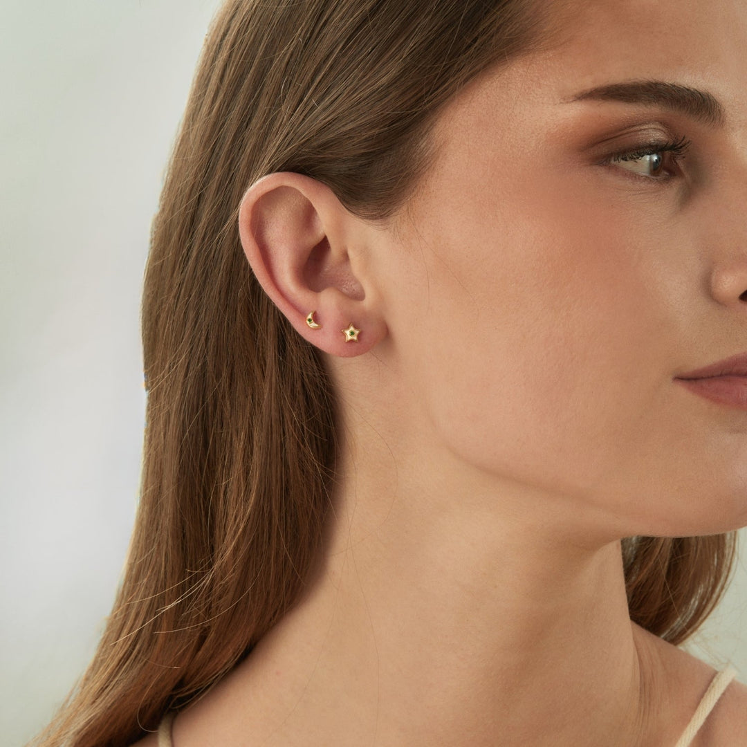 ASYMMETRISCHE OORBELLEN WITTE STER &amp; MAAN