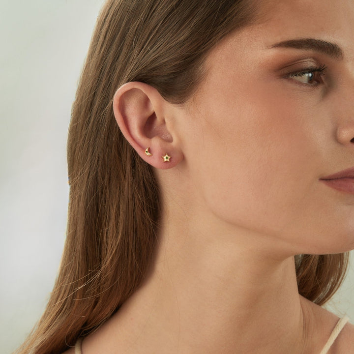 ASYMMETRISCHE OORBELLEN WITTE STER &amp; MAAN