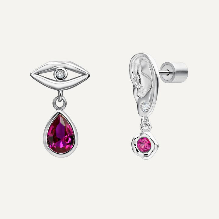 PENDIENTES ASIMÉTRICOS PLATA DE BOUCHE À OREILLE