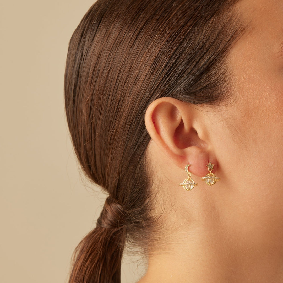 TOVE MOON-STAR ASYMMETRICAL EARRINGS
