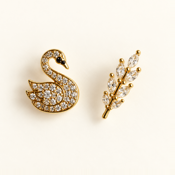 PENDIENTES ASIMÉTRICOS CYGNE ET PLUME
