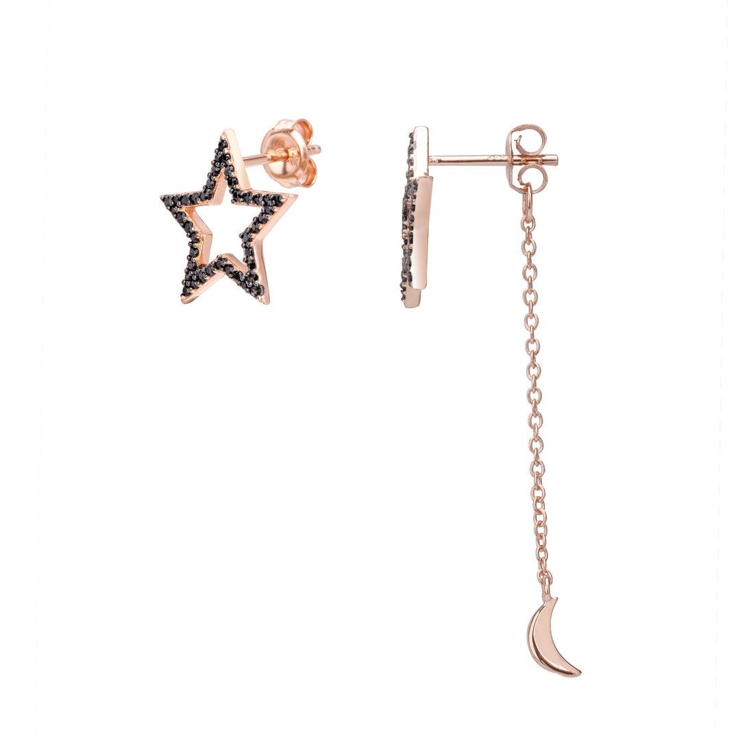 ASIMMETRISCHE ROSEGOUD DAZZLING-STARS OORBELLEN