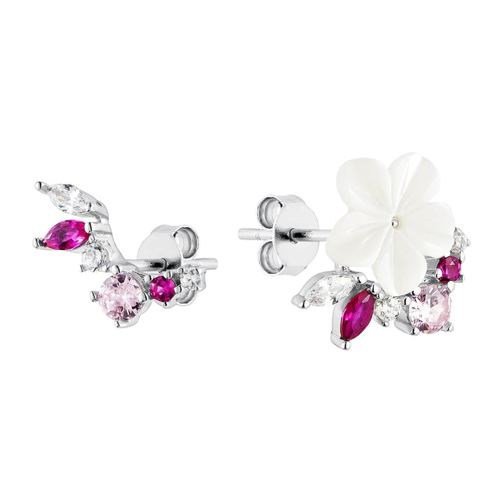 ASYMMETRICAL PINK BOUQUET EARRINGS  