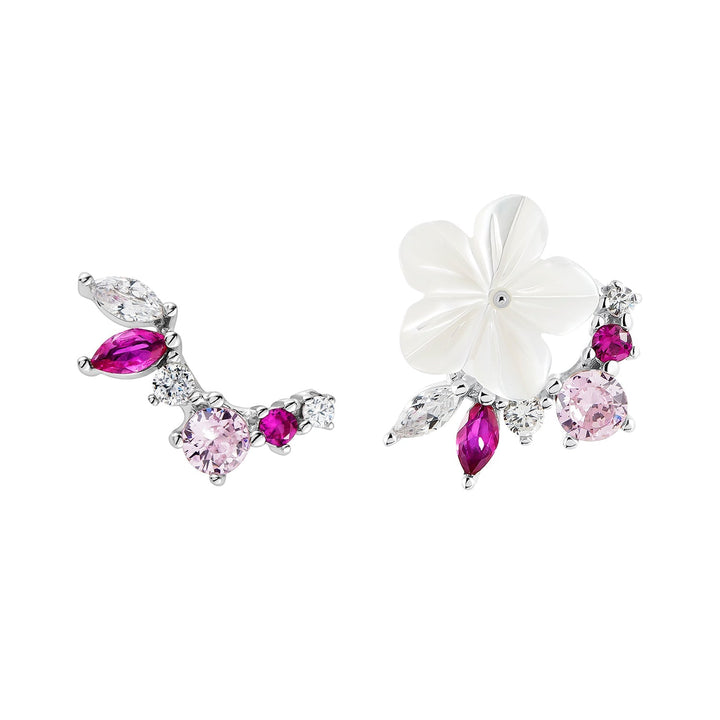 ASYMMETRICAL PINK BOUQUET EARRINGS  