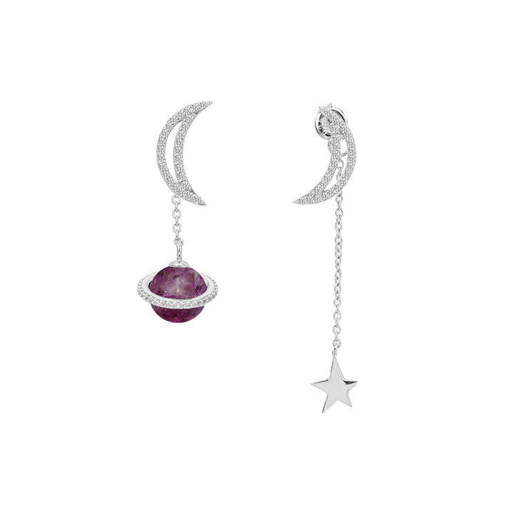 ASYMMETRIC EARRINGS SILVER GALAXY