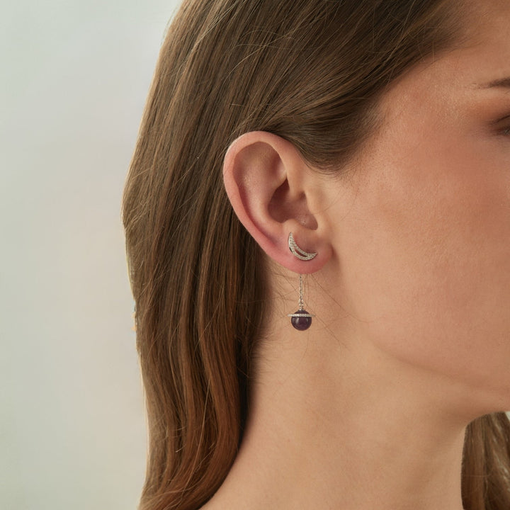 ASYMMETRIC EARRINGS SILVER GALAXY