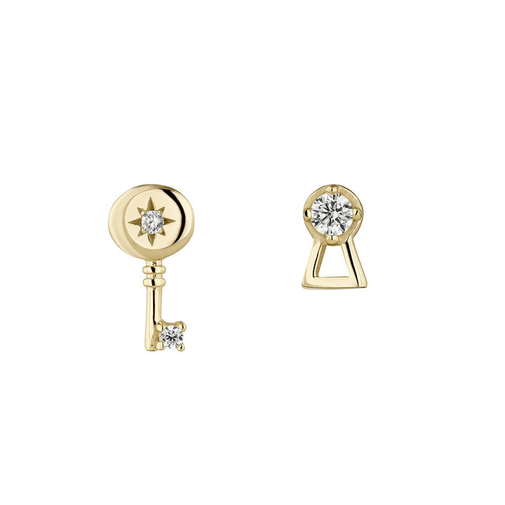 ASYMMETRISCHE OORRINGEN LOCK AND KEY AMULET