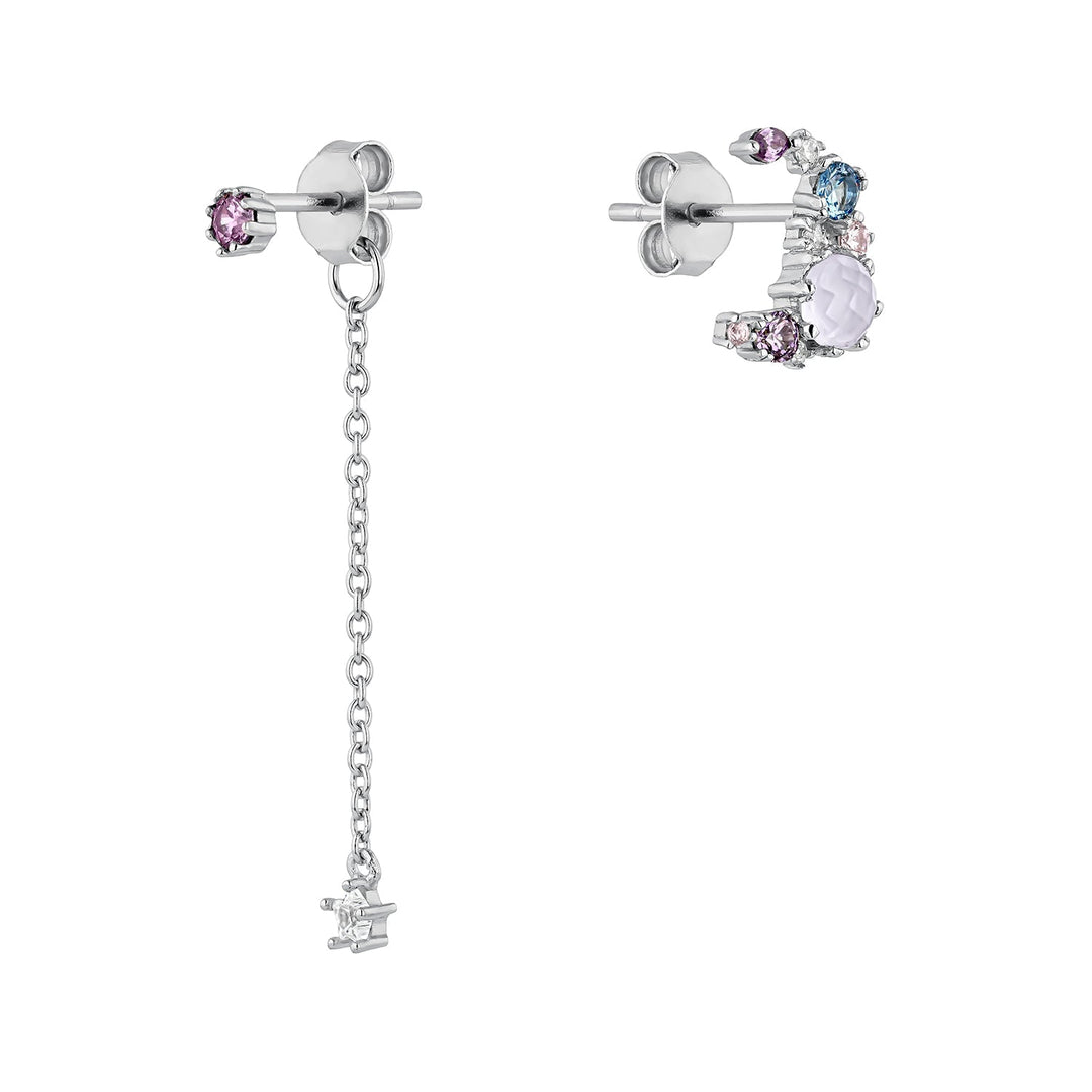 ASYMMETRISCHE OORRINGEN ZILVER CANDY-MOON