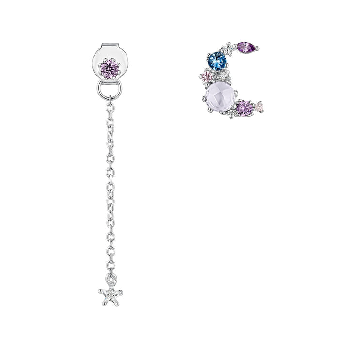 ASYMMETRISCHE OORRINGEN ZILVER CANDY-MOON
