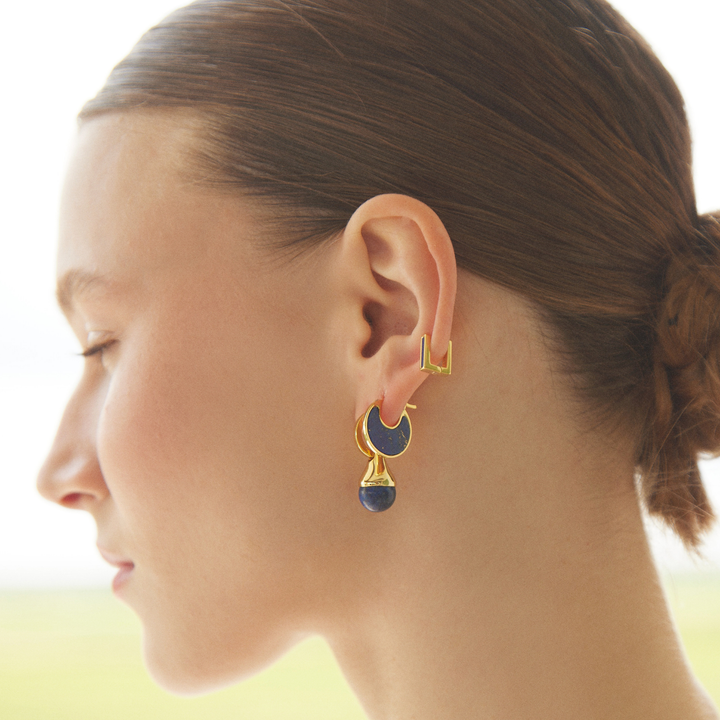 LAPIS LAZULI CEYLON HOOP PIERCING EARRING