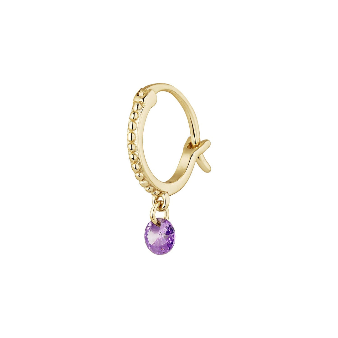 YELLOW GOLD LILAC CHIC-W HOOP PIERCING EARRING