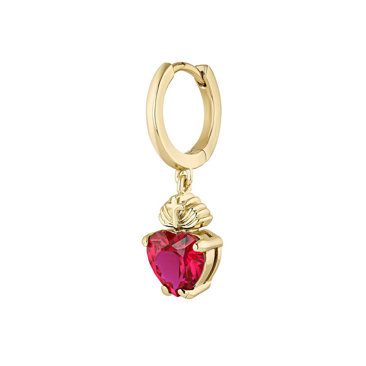 ORECCHINO PIERCING CERCHIO RUBINO CUORE