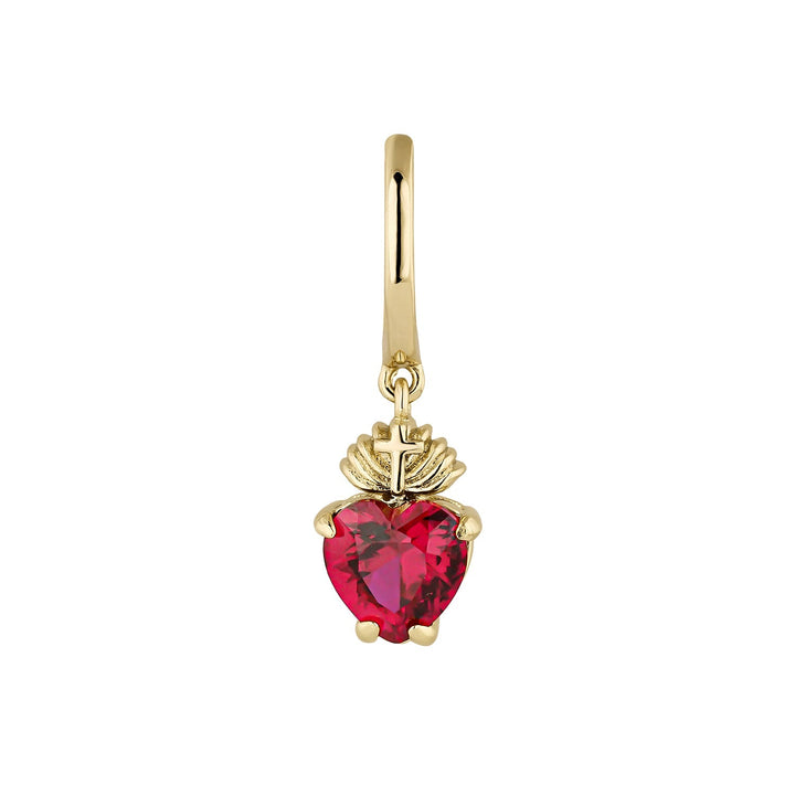 ORECCHINO PIERCING CERCHIO RUBINO CUORE