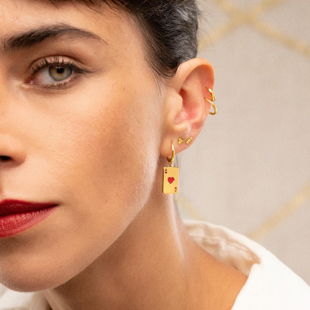 BRINCO PIERCING ARGOLA ÁS DE CORAÇÕES