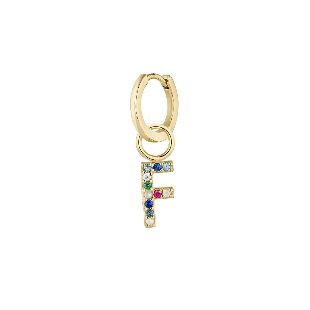 GOUDEN OORRING ALFABET F