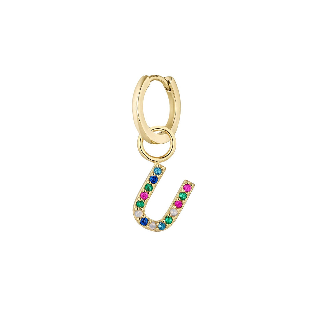BRINCO PIERCING ARO GOLD ALPHABET U
