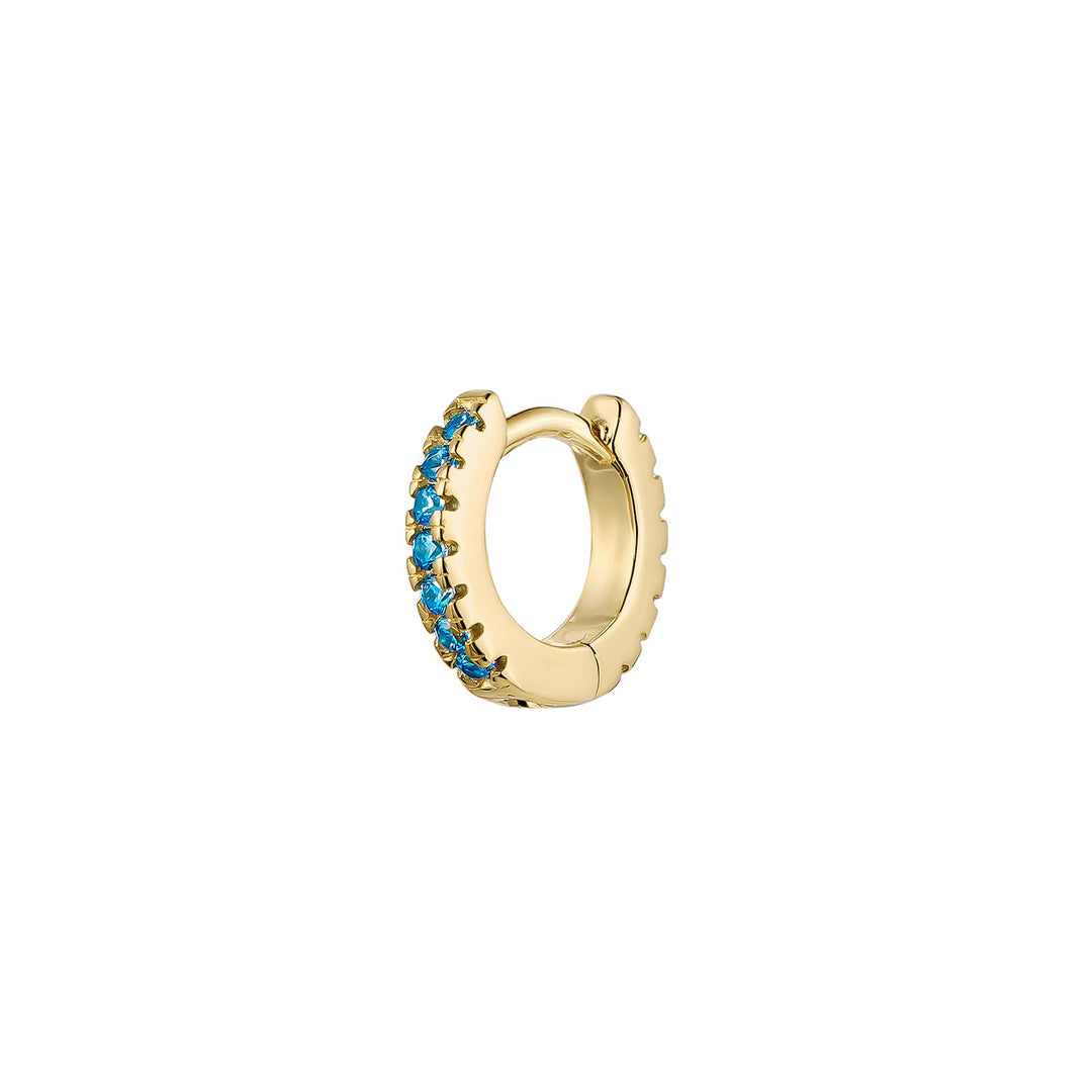 BRINCO PIERCING ARO OURO AMARELO ÁGUA-MARINHA SOPHIE