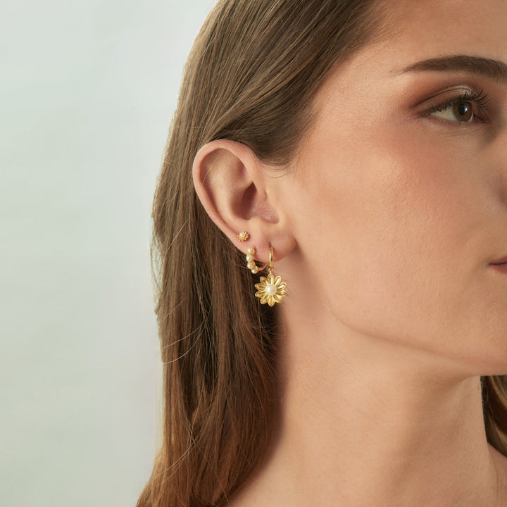 FLOWER-PEARL PIERCING-Ohrring