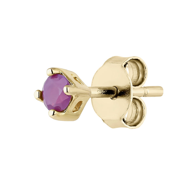 PENDIENTE PIERCING ORO AMARILLO GEMA AMATISTA LUZ