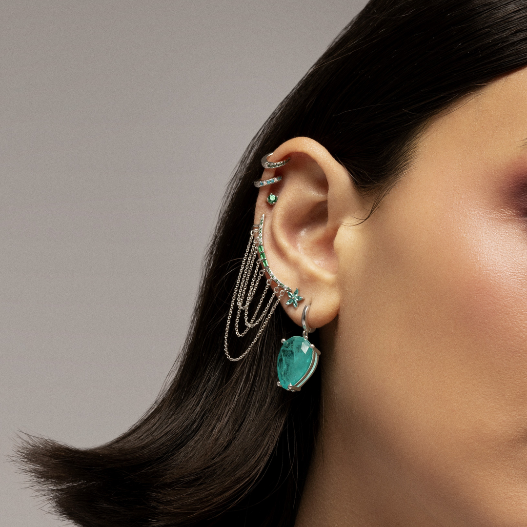 BRINCO PIERCING ARO DE PRATA OPALO SOPHIE