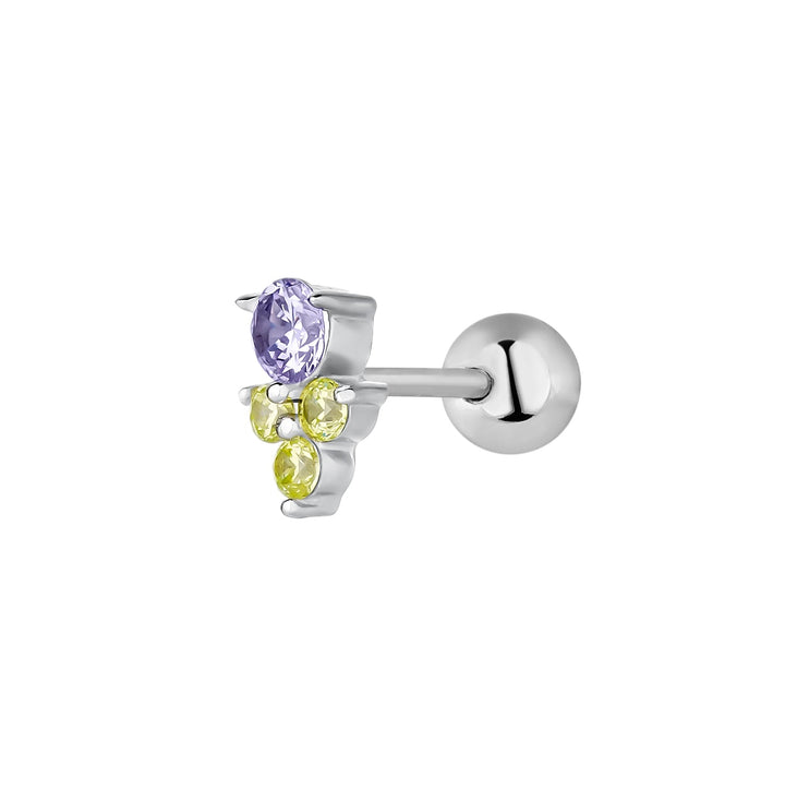 ZILVEREN PIERCING OORBEL LILA ZAIR