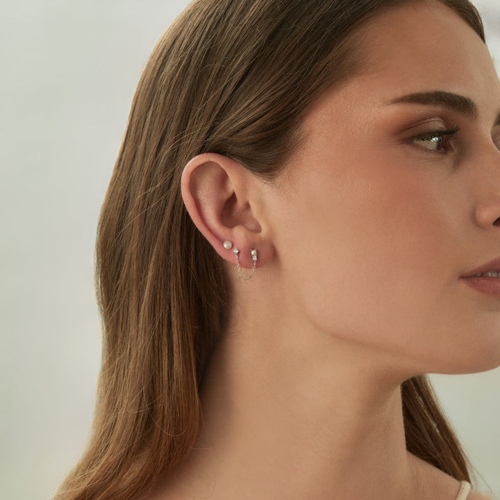 MEHRFACH SILBERNER PIERCING OHRSCHMUCK MARTINICA-PEARL