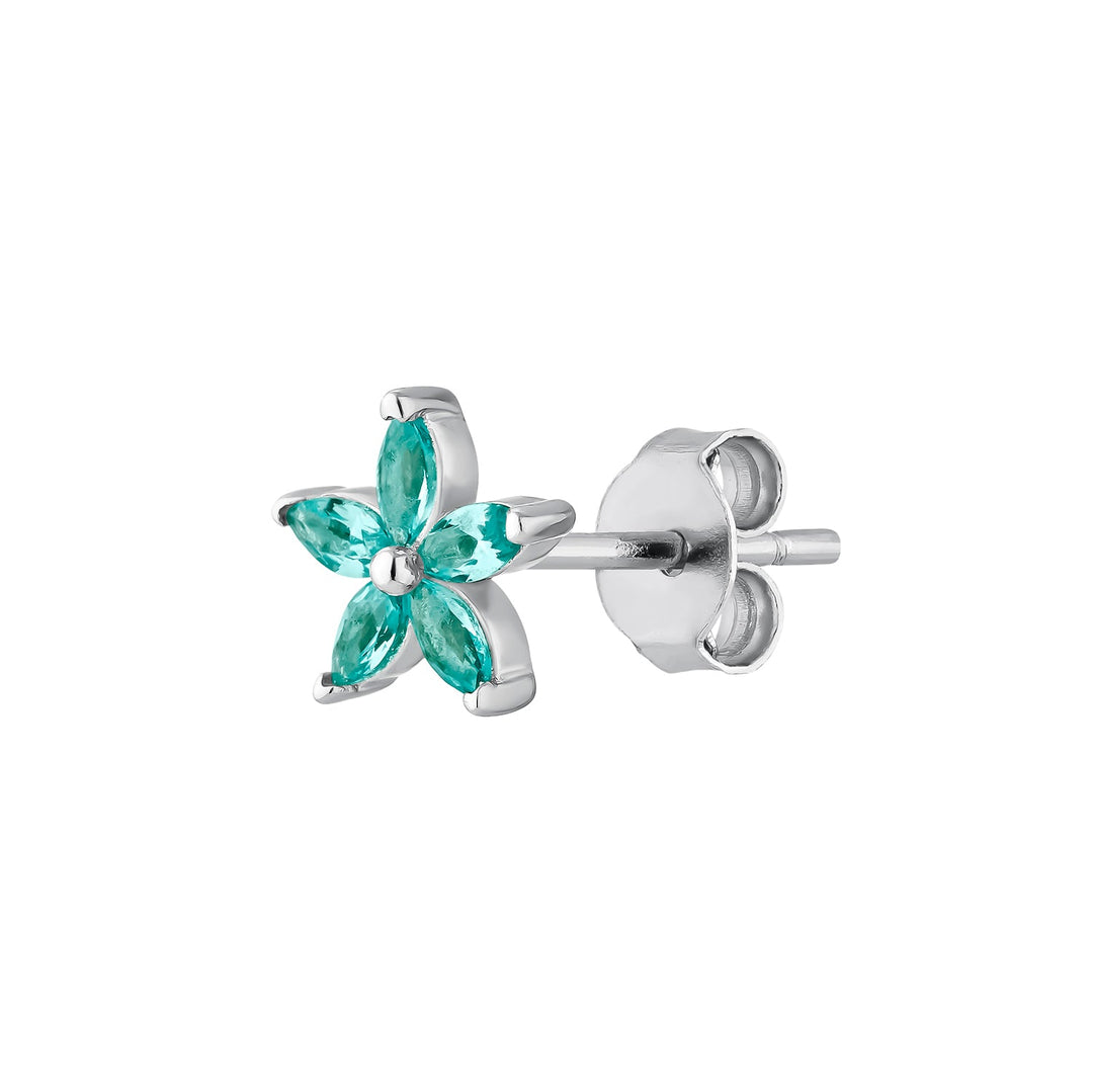 PENDIENTE PIERCING ZILVER BLAUW CALENDULA