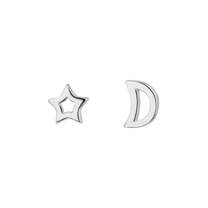 ASIMMETRISCHE ZILVEREN OORRINGEN LUNE ET ÉTOILE
