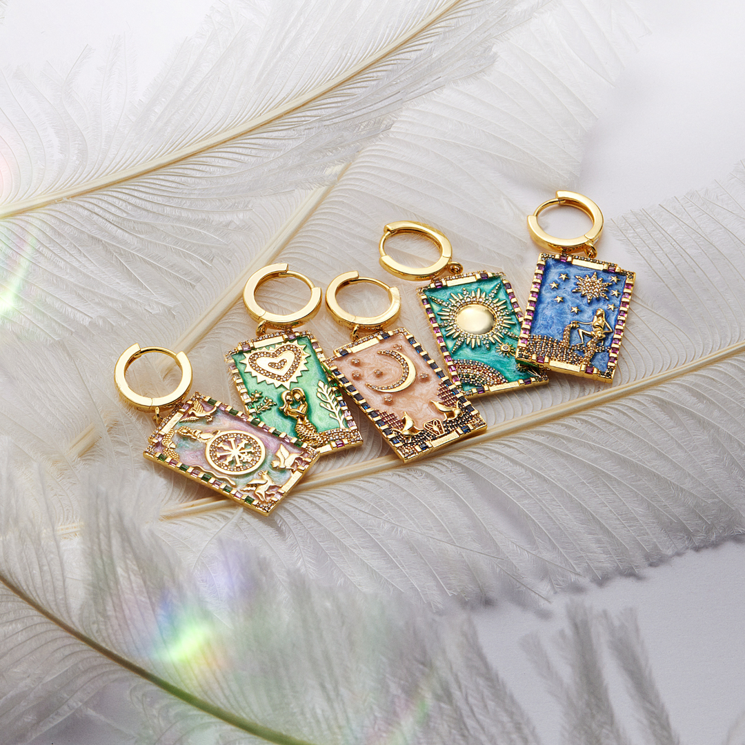 BRINCOS PIERCING ARGOLA CARTAS TAROT LA-LUNA