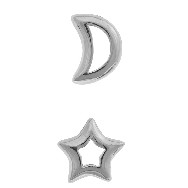 ASIMMETRISCHE ZILVEREN OORRINGEN LUNE ET ÉTOILE