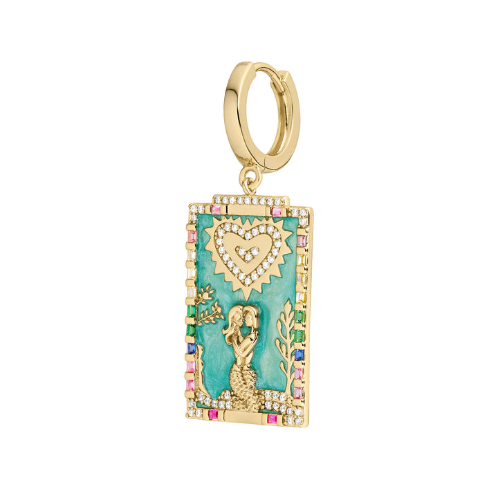 PENDIENTE PIERCING ARO CARTAS TAROT LOS ENAMORADOS