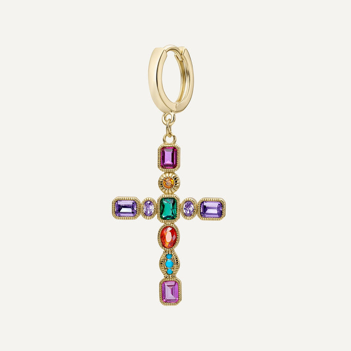 PENDIENTE PIERCING ARO CRYSTAL CROSS