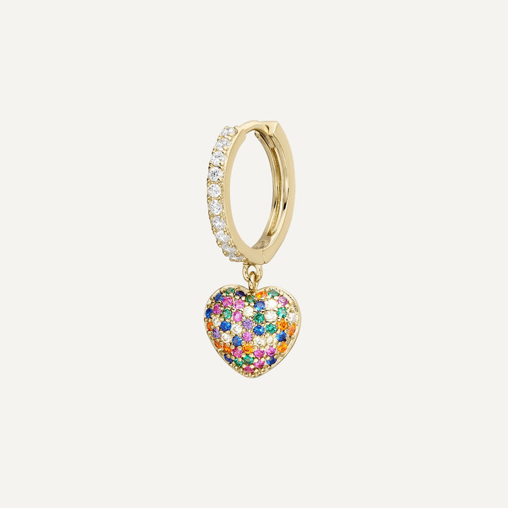 MULTICOLOR RAINBOW HEART HOOP PIERCING EARRING