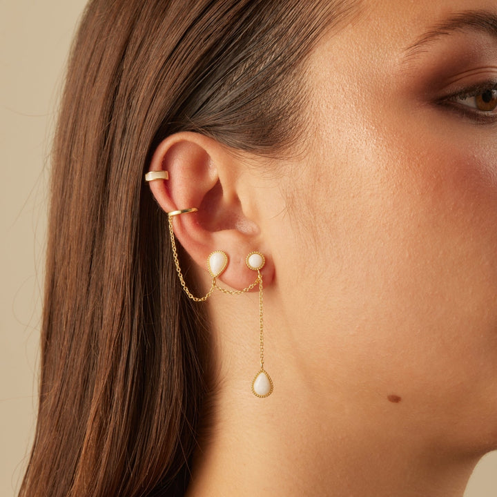 BRINCO PIERCING MÚLTIPLO WHITE AGATE DROPS  
