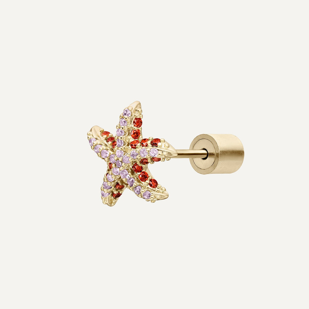 RED STELLA MARINA PIERCING EARRING