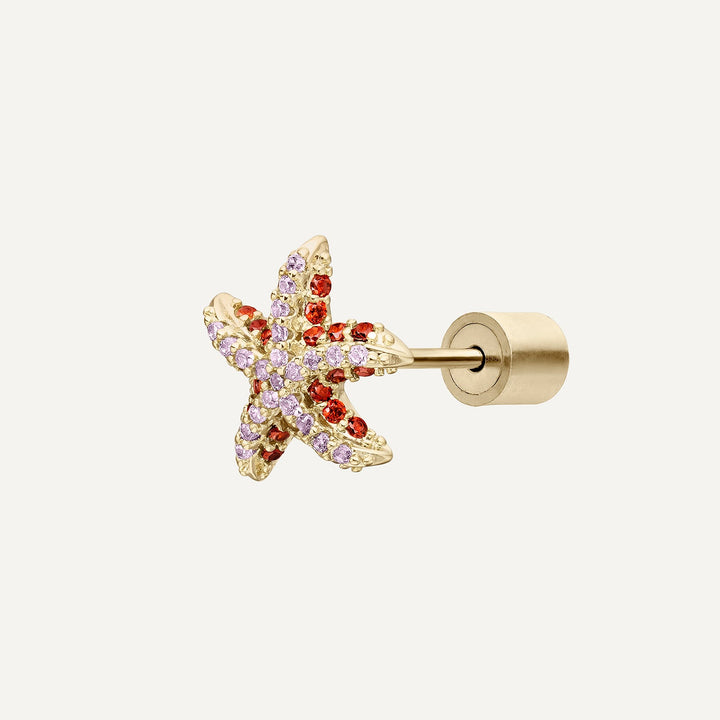 RED STELLA MARINA PIERCING EARRING