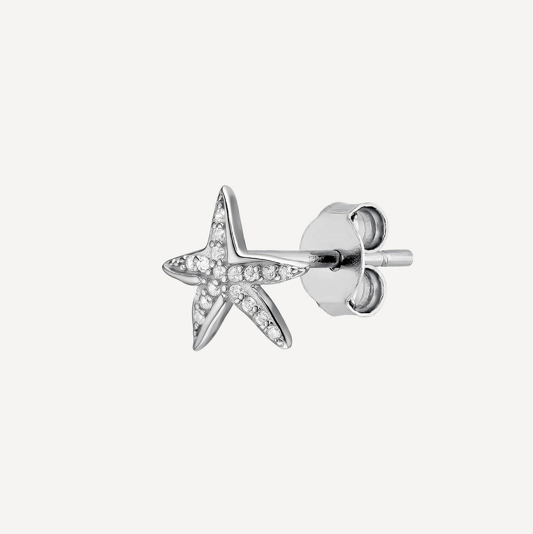 SILVER MARINE STAR PIERCING EARRING