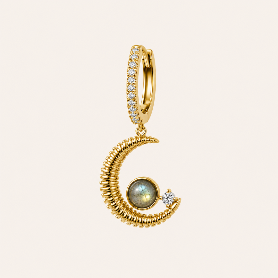 BRINCO PIERCING DE ARGOLA GREY MOONSTONE JAPANESE MOON