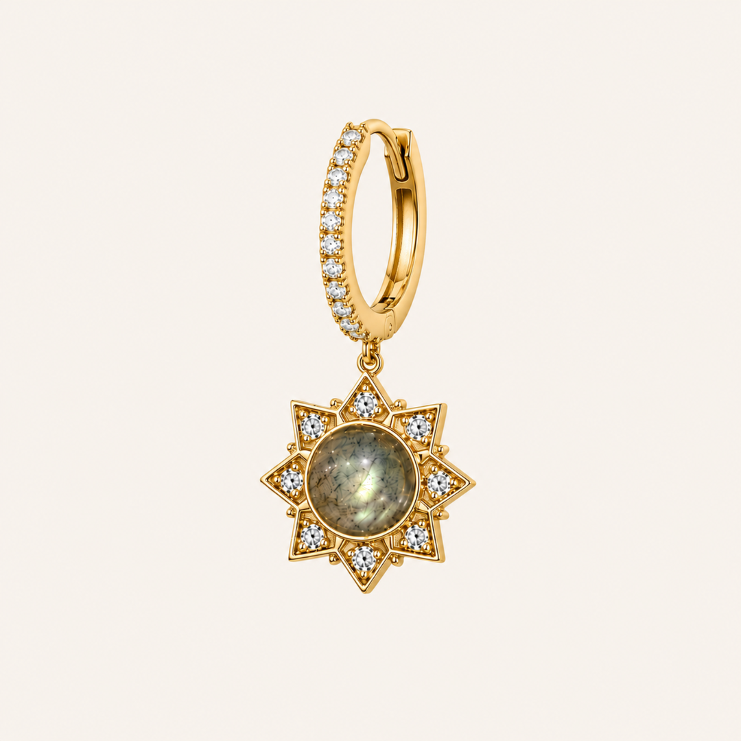 BRINCO PIERCING DE ARGOLA GREY MOONSTONE INCA SUN