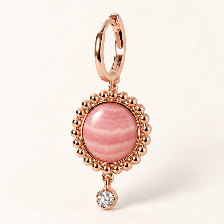 PENDIENTE PIERCING ARO RHODOCHROSITE CELESTIAL SUNRAY