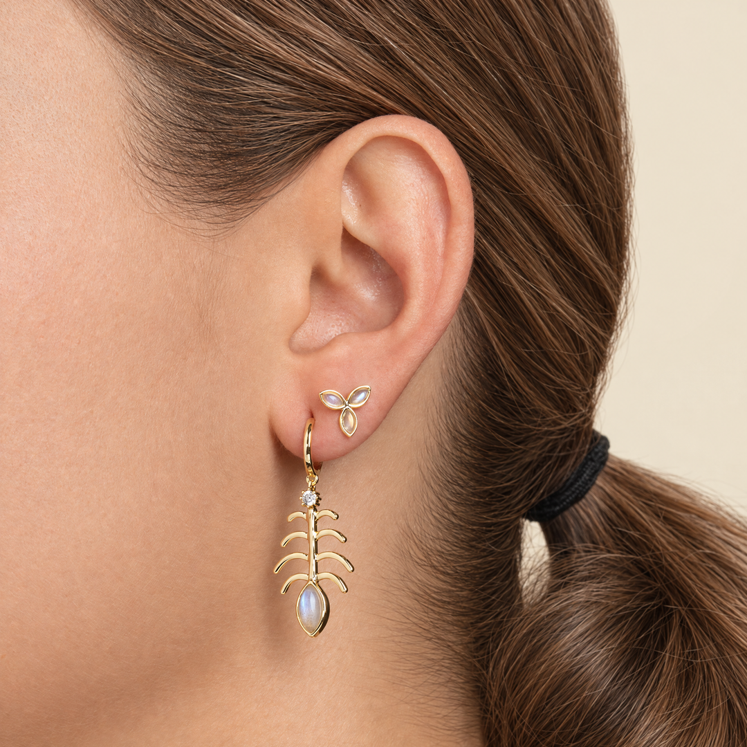PENDIENTE PIERCING ARO GREY MOONSTONE AYA