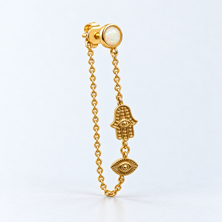 PENDIENTE PIERCING FIRE OPAL HAMSA-EYE