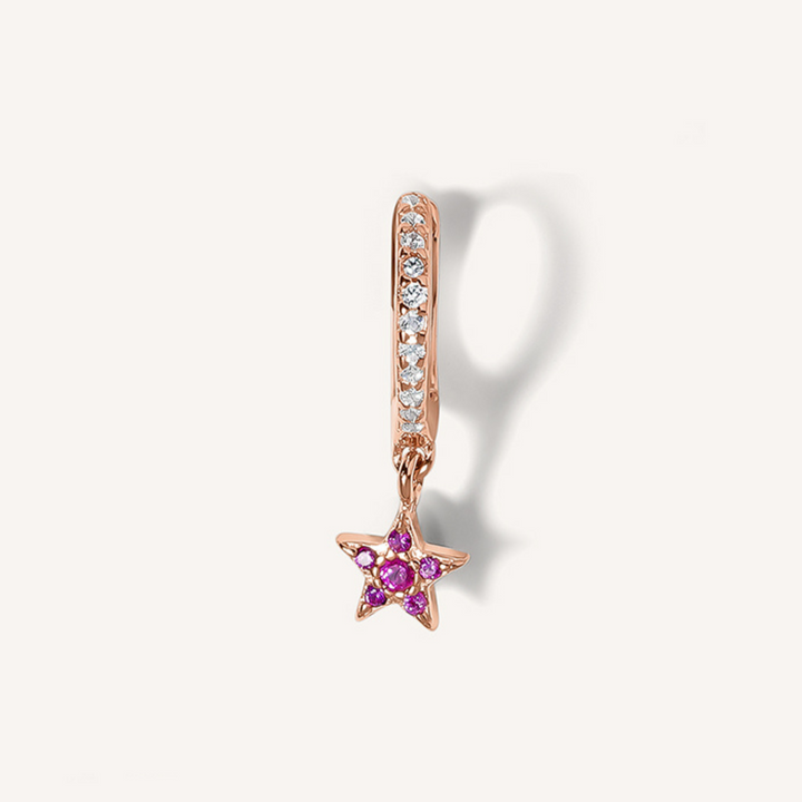 ROZEGOUDEN OORRING SHOOTING STAR