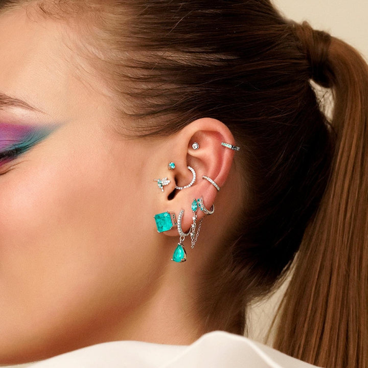 BRINCO PIERCING ARO DE PRATA AZUL SOPHIE