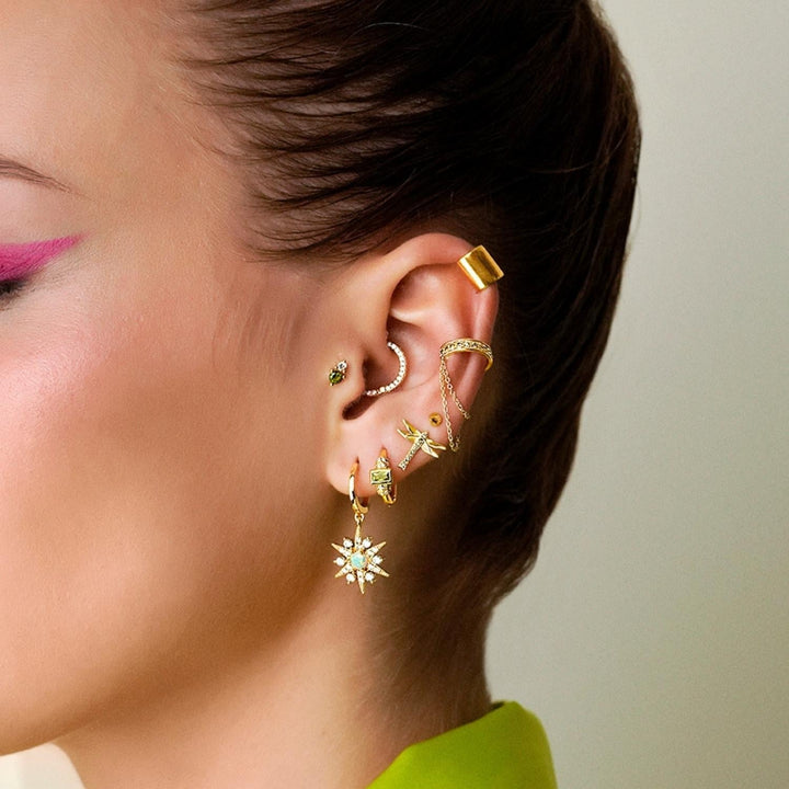 ORECCHINO PIERCING ORO GIALLO VERDE DORY
