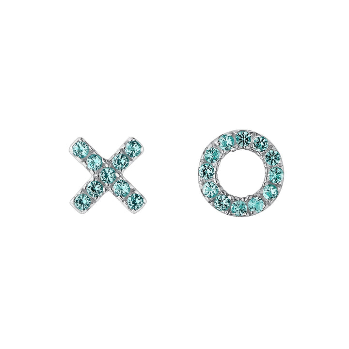 SILVER BLUE ASYMMETRICAL EARRINGS XOXO