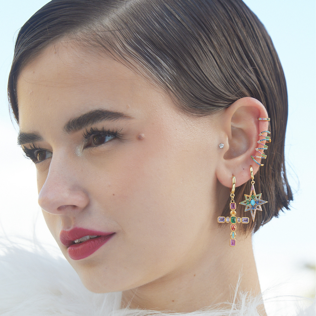 PENDIENTE PIERCING ARO ORO AMARILLO MULTICOLOR SOPHIE