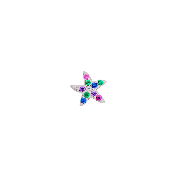 BRINCO PIERCING PRATA MULTICOLOR ESTRELA DO MAR
