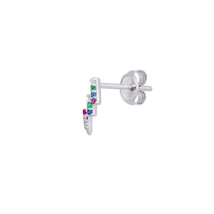 PENDIENTE PIERCING DE PLATA MULTICOLOR RAYO