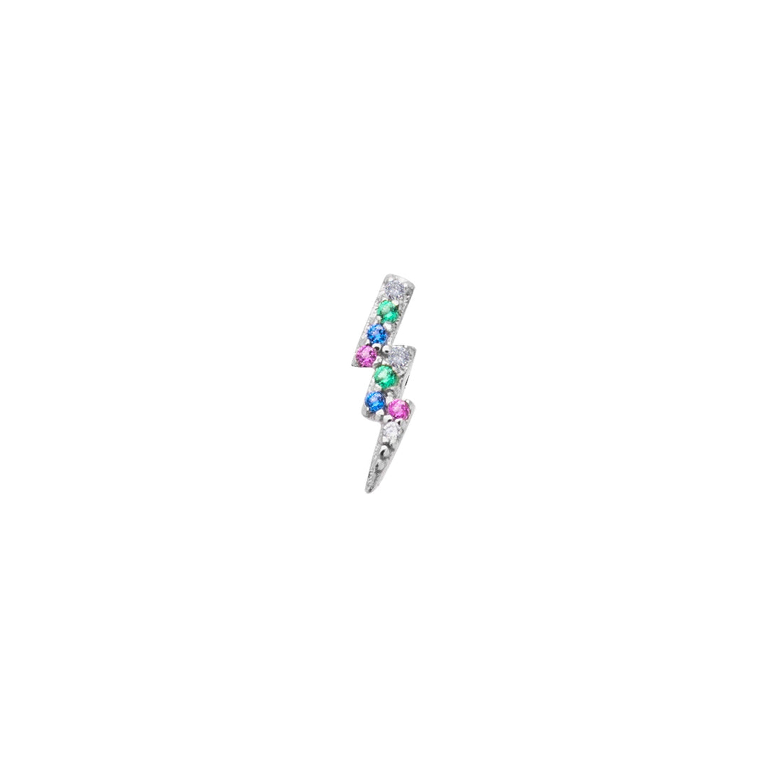 PENDIENTE PIERCING DE PLATA MULTICOLOR RAYO